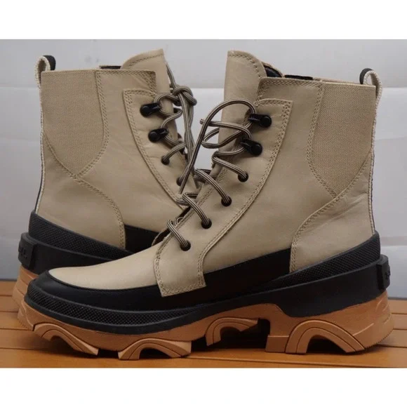 New! Sorel Women's Brex Lug Sole Lace-Up Boots Sandy Tan Black 9 - Picture 10 of 12